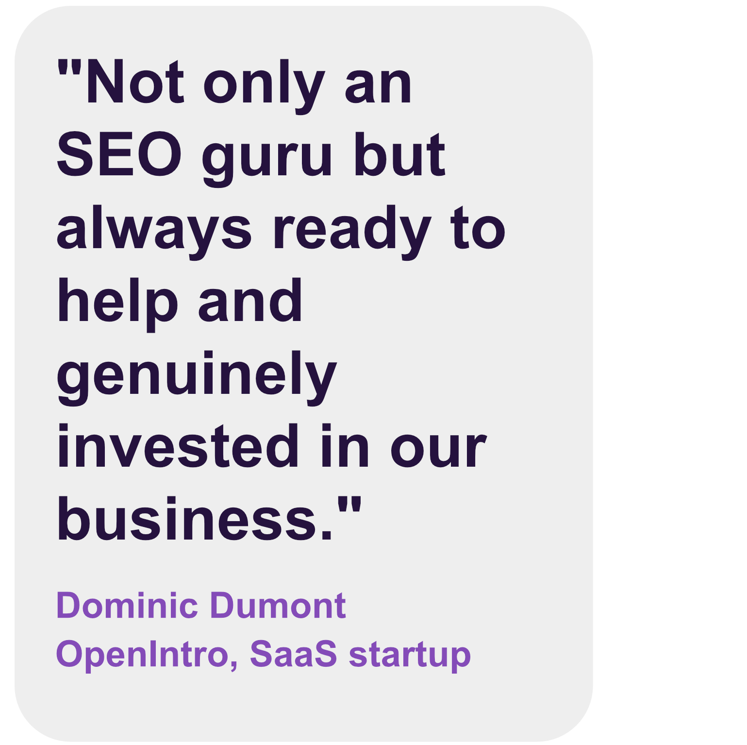 quote from client - not only an seo guru... dominic dumont, openintro